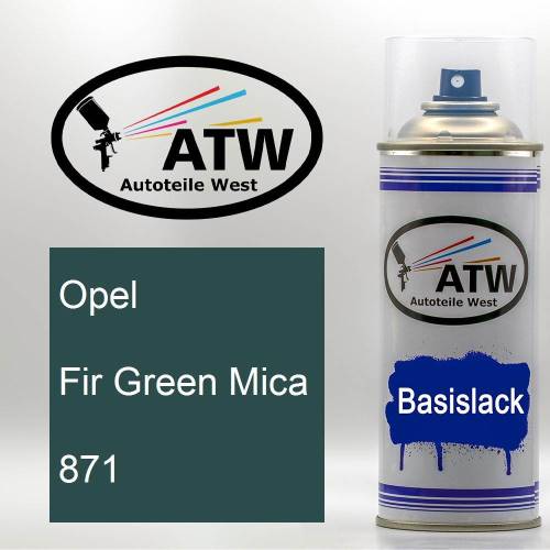 Opel, Fir Green Mica, 871: 400ml Sprühdose, von ATW Autoteile West.